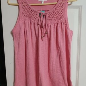 Maurices Pink Crochet Detail Tank Top